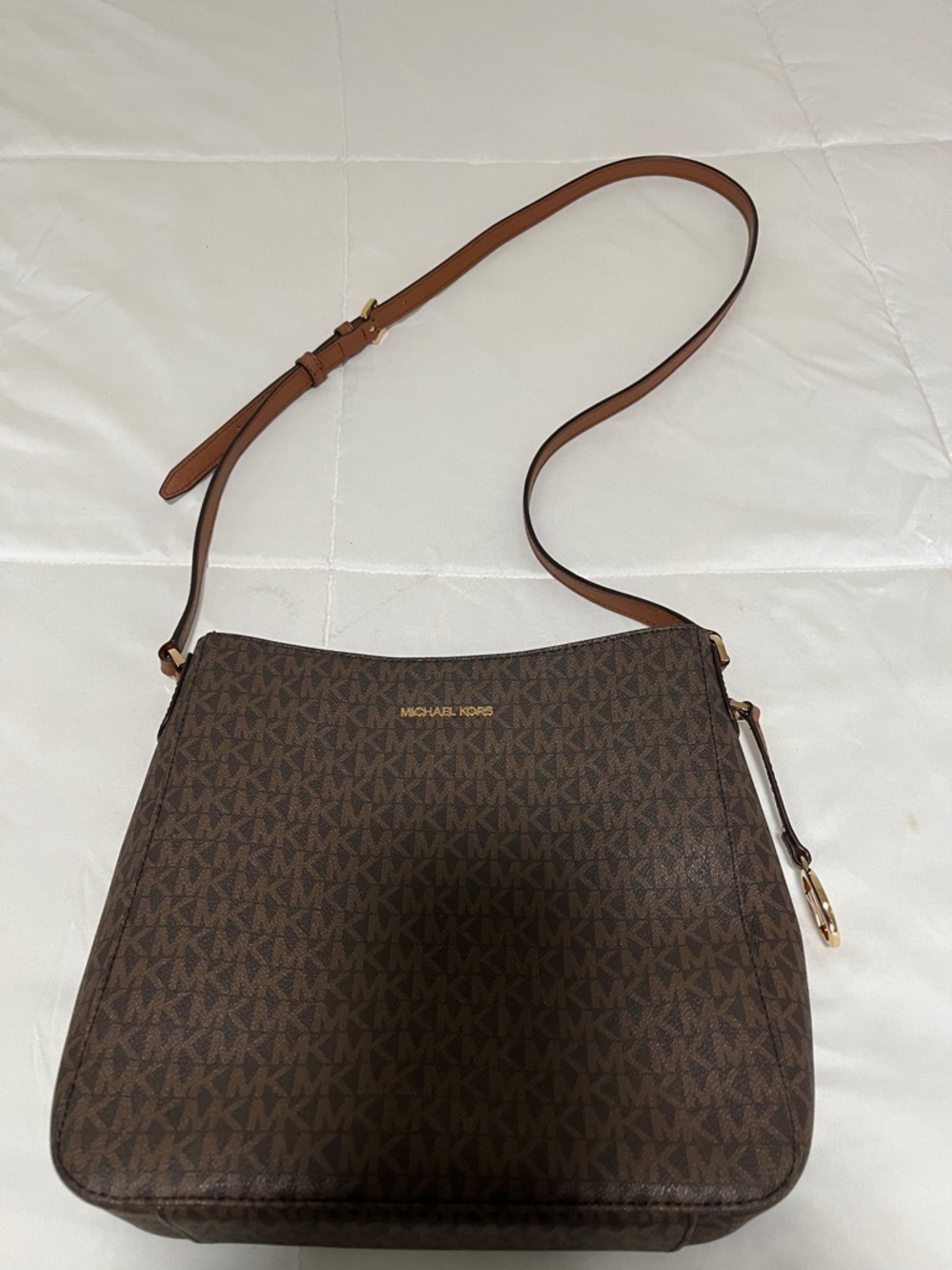 Michael Kors Brown MK Signature Crossbody Bag with Tan Strap - Picture 4 of 9